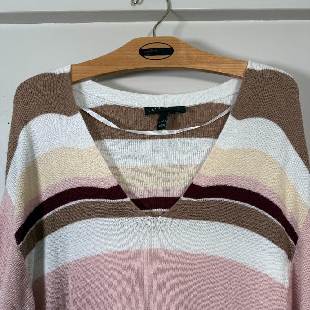Lane Bryant Tunic Sweater Women's Multi Striped Knit Long Sleeve Winter - 14/16 - Picture 3 of 11